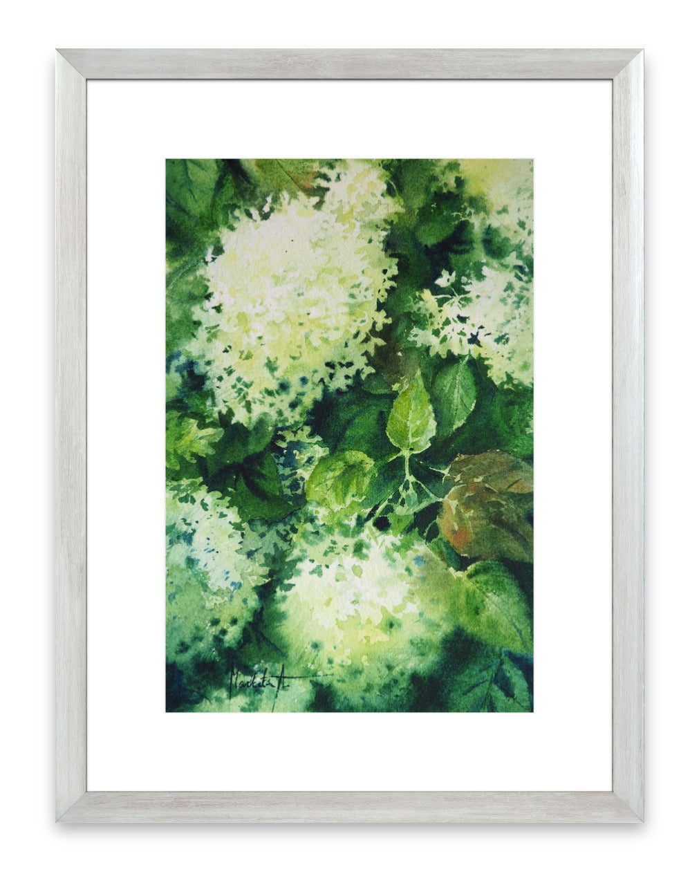 White Hydrangea Original Painting | 19×28 cm