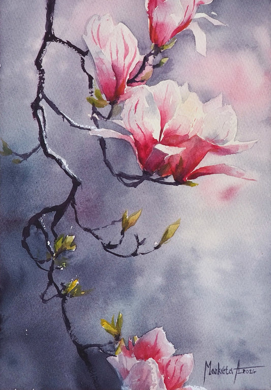 Magnolia in Bloom I Original Painting | 23×31 cm