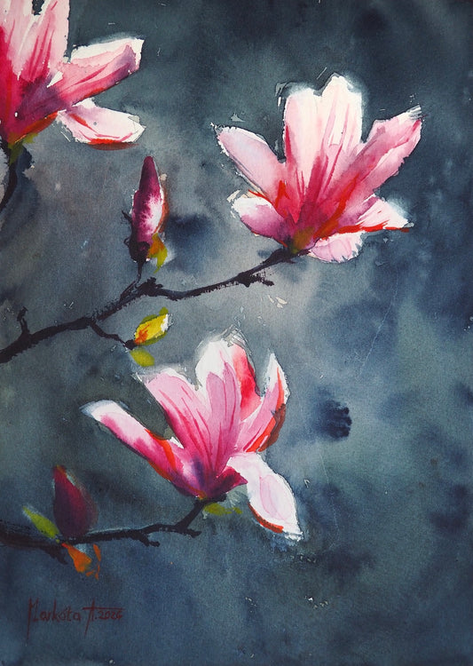 Magnolia in Bloom II Original Painting | 23×31 cm